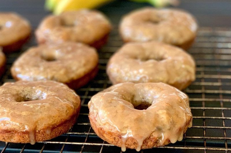 Vegan Banana Bread Donuts With Maple Glaze