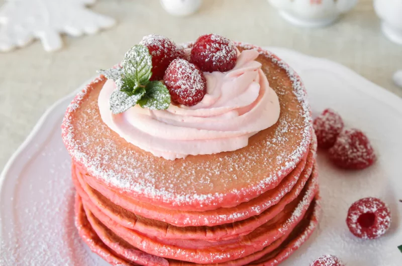 Vegan Red Velvet Pancakes With Cashew Cream