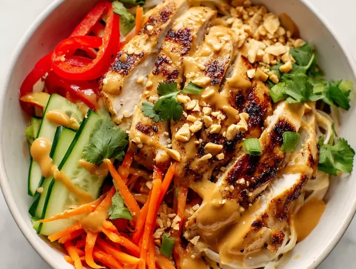 Asian Peanut Chicken Noodle Bowl Recipe