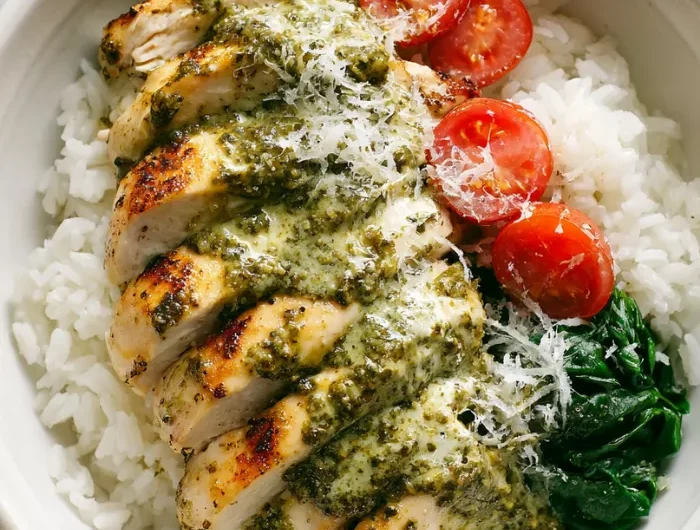 Creamy Pesto Chicken Rice Bowl Recipe