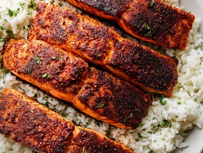 Blackened Cajun Salmon with Rice Recipe