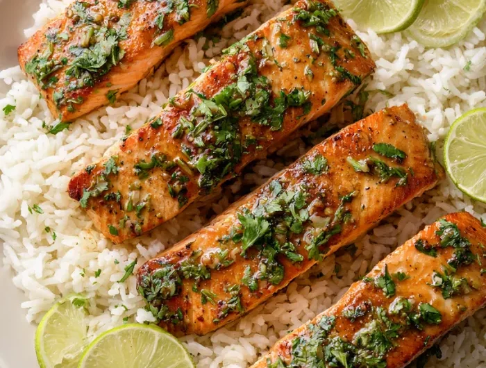 Cilantro Lime Salmon with Rice Recipe