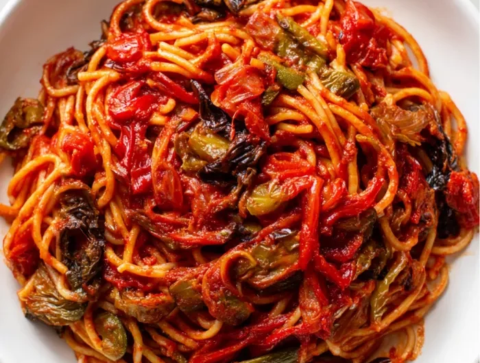 Red Pasta with Roasted Veggies Recipe