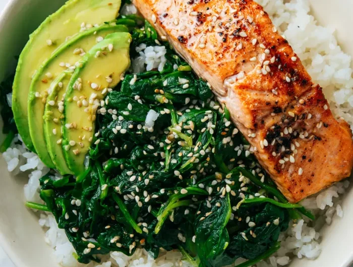 Salmon and Spinach Rice Bowl Recipe