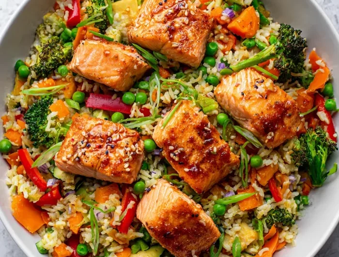 Salmon and Veggie Rice Stir-Fry Recipe
