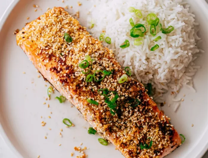 Sesame Crusted Salmon with Rice Recipe
