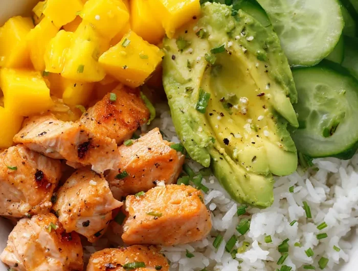 Sweet Mango Salmon Rice Bowl Recipe