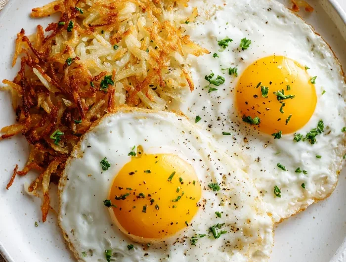 Fried Eggs with Hash Browns Recipe