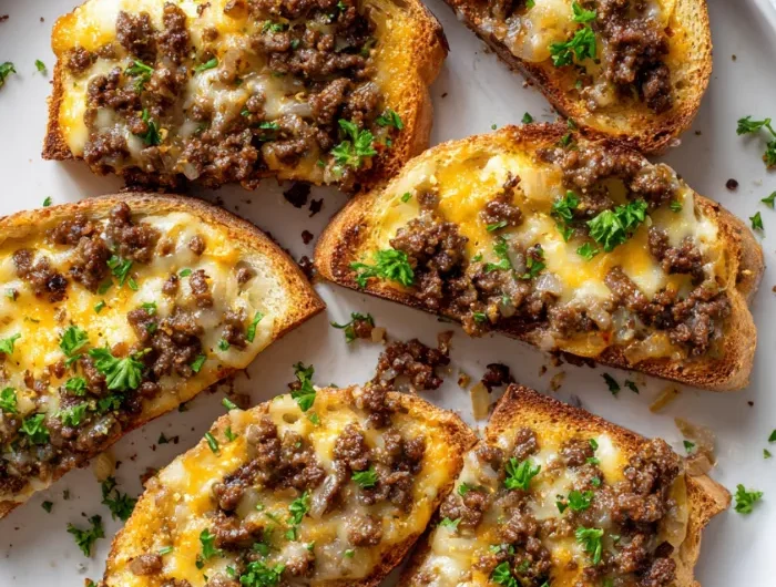 Ground Beef Cheese Toasts Recipe