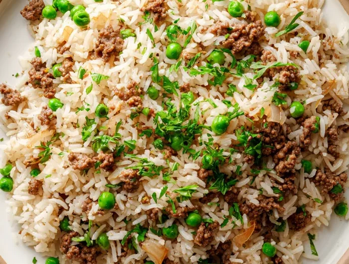 Ground Beef Rice and Peas Recipe