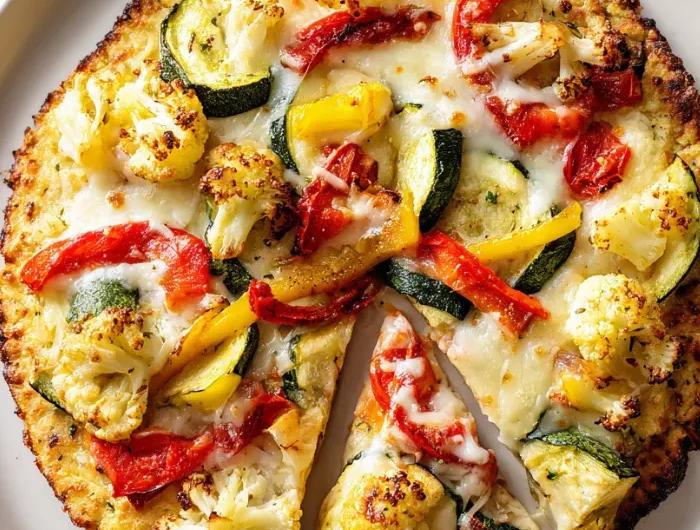 Cauliflower Crust Pizza with Veggies Recipe