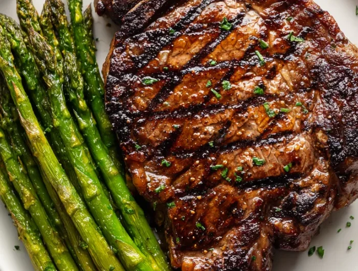 Grilled Ribeye with Roasted Asparagus Recipe