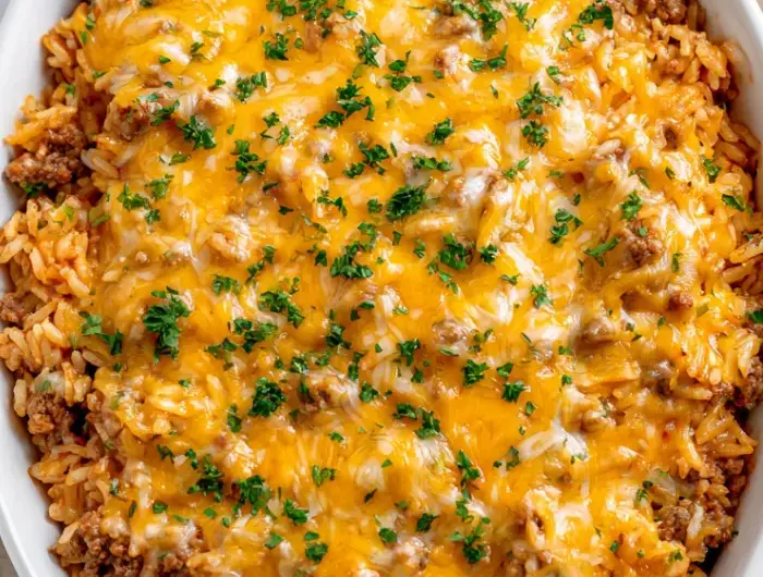 Cheesy Hamburger Rice Casserole Recipe