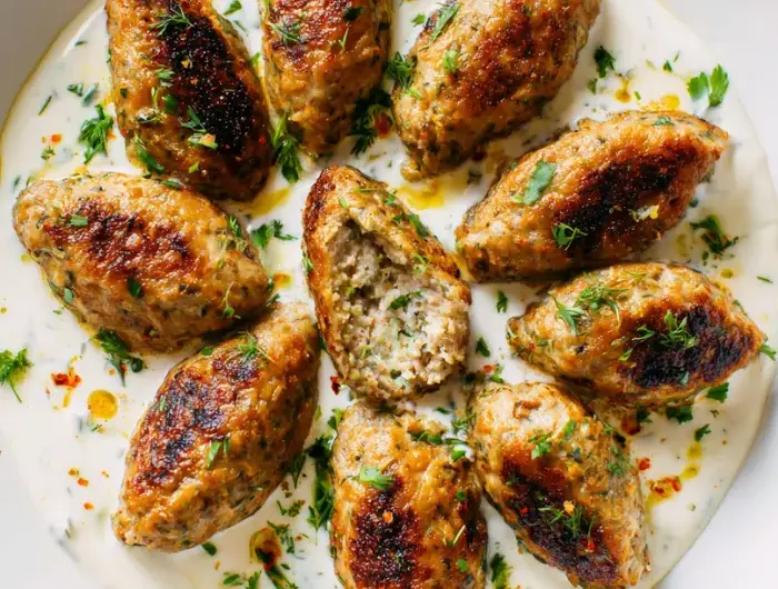 Chicken Kofta with Creamy Garlic Yogurt Sauce Recipe